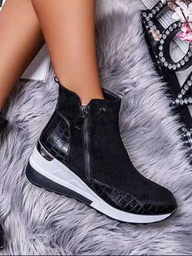 Damen Stiefeletten | Keil-Sneaker mit Reißverschluss & Plateausohle