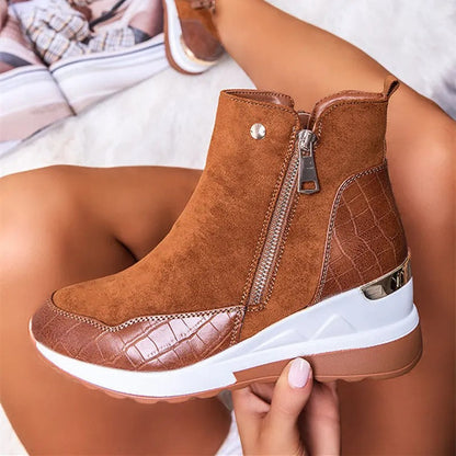Damen Stiefeletten | Keil-Sneaker mit Reißverschluss & Plateausohle