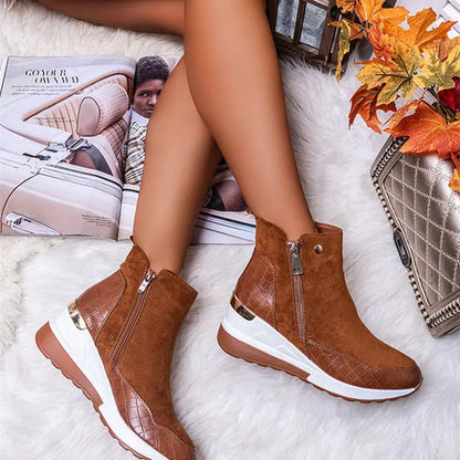 Damen Stiefeletten | Keil-Sneaker mit Reißverschluss & Plateausohle