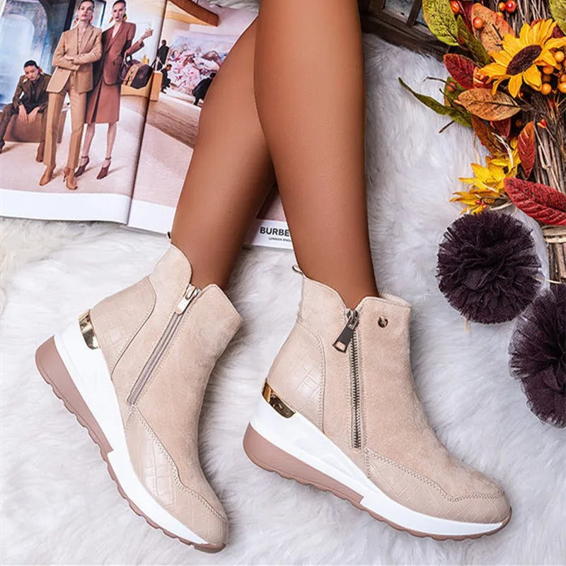 Damen Stiefeletten | Keil-Sneaker mit Reißverschluss & Plateausohle