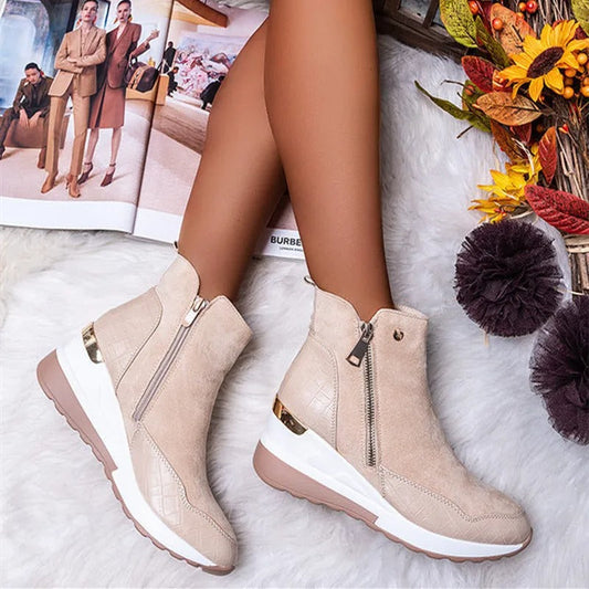 Damen Stiefeletten | Keil-Sneaker mit Reißverschluss & Plateausohle